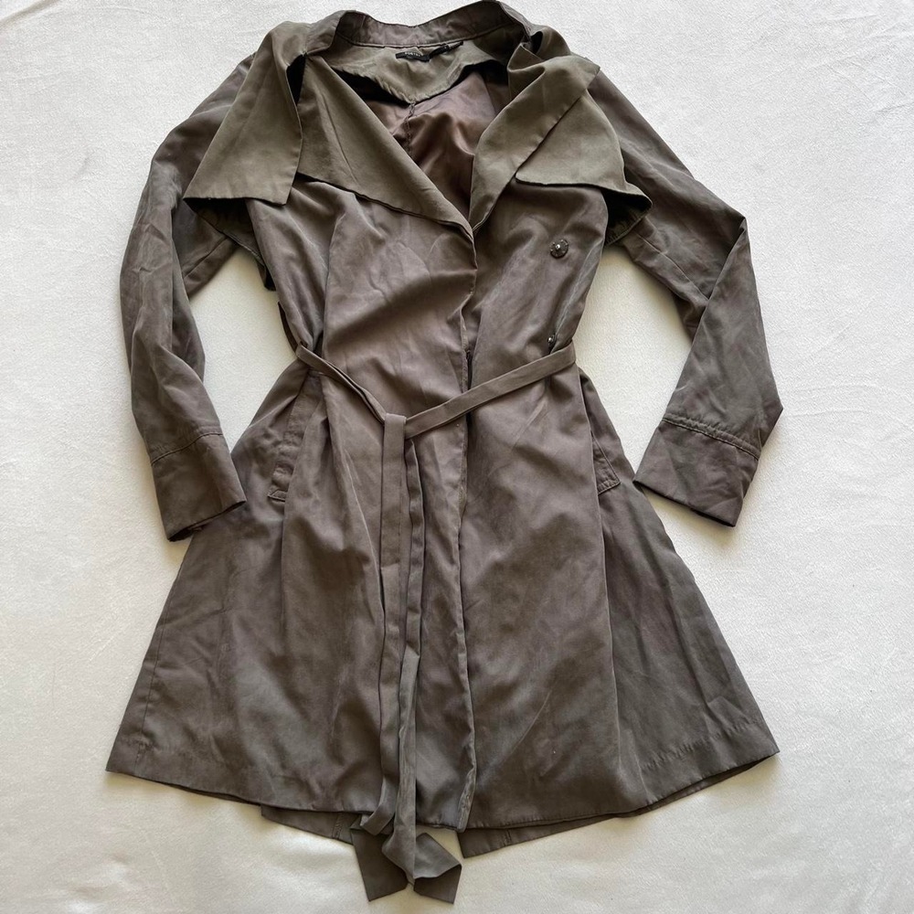 Poetry Olive Green Trench Jacket Long Jacket Fall Autumn Chic Designer